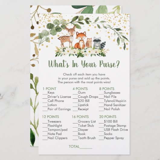 Woodland Greenery Wat is er in je Purse Game (Voorkant / Achterkant)
