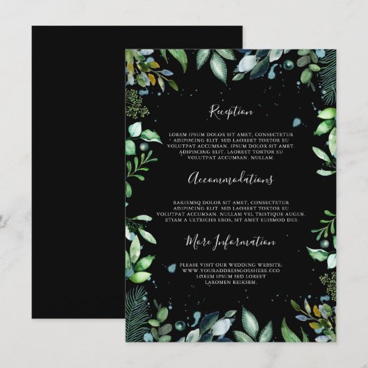 Woodland Greenery Wedding Informatie Gast Informatiekaartje (Voorkant / Achterkant)