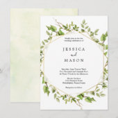 Woodland Greenery Wedding Invitation Kaart (Voorkant / Achterkant)