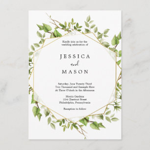 Woodland Greenery Wedding Invitation Kaart