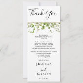 Woodland Greenery Wedding Menu en dank je wel Kaart (Achterkant)