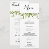 Woodland Greenery Wedding Menu en dank je wel Kaart (Voorkant / Achterkant)
