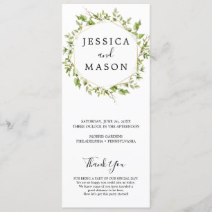 Woodland Greenery Wedding Programme Programmakaart