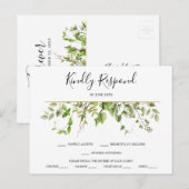 Woodland Greenery Wedding RSVP Briefkaart (Voorkant / Achterkant)