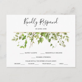 Woodland Greenery Wedding RSVP Briefkaart