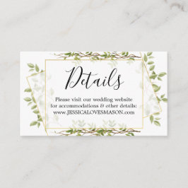 Woodland Greenery Wedding Website Insert Kaart