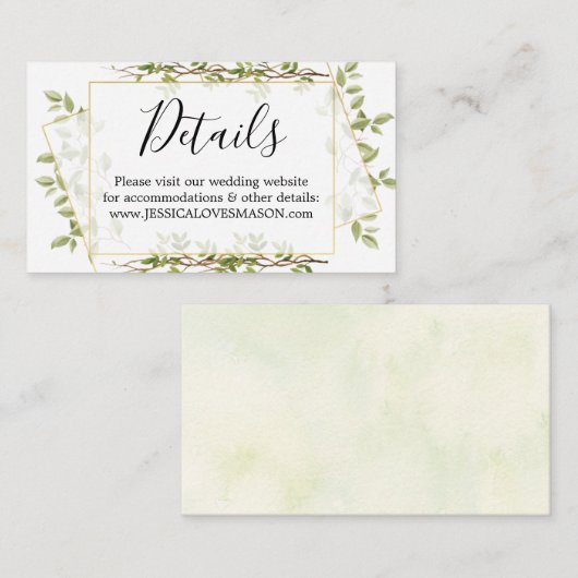 Woodland Greenery Wedding Website Insert Kaart (Voorkant / Achterkant)