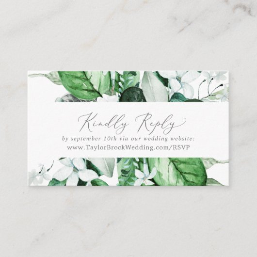 Woodland Greenery Wedding Website RSVP Informatiekaartje (Voorkant)