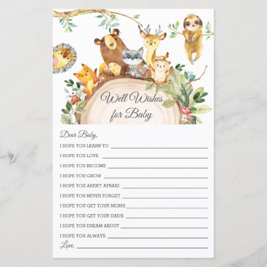 Woodland Greenery Well wil Baby shower Kaart (Voorkant)