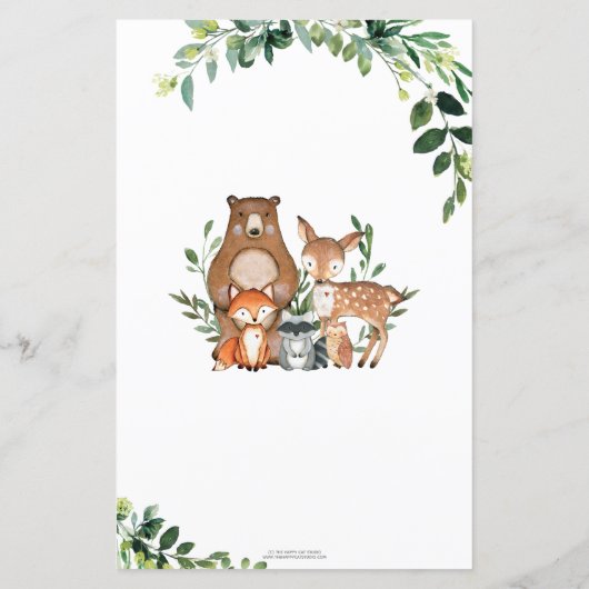 Woodland Greenery Well wil Baby shower Kaart (Achterkant)