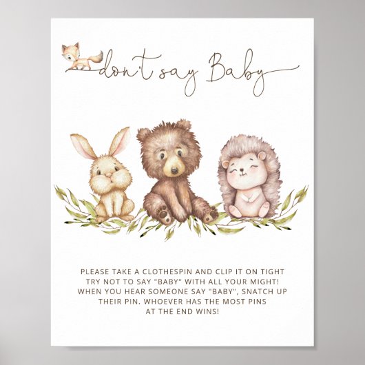 Woodland Greenery Zeg geen Baby-game-Poster Poster (Voorkant)