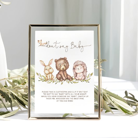 Woodland Greenery Zeg geen Baby-game-Poster Poster