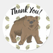 Woodland Grizzly Beer Cub Dank je Ronde Sticker (Voorkant)