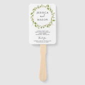 Woodland groen bruiloft fan programma handwaaier (Voorkant)