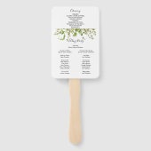 Woodland groen bruiloft fan programma handwaaier (Achterkant)