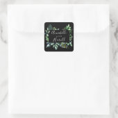 Woodland groen elegante bruiloft vierkante sticker (Tas)