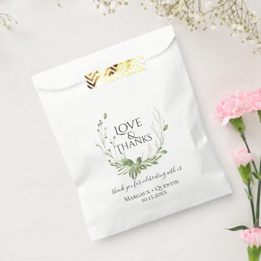 Woodland groen krans bruiloft bedankzakje (Gezegeld)