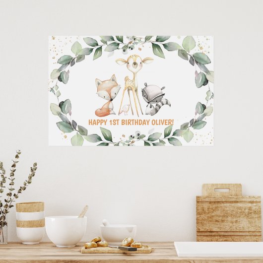 Woodland Groene Baby Shower Verjaardag Welkom  Poster (Keuken)