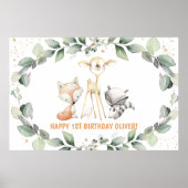 Woodland Groene Baby Shower Verjaardag Welkom  Poster (Voorkant)