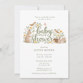 Woodland groene geruite babyshower uitnodiging (Voorkant)
