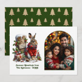 Woodland Hare Rustic Forest Cozy Christmas Photo Feestdagenkaart (Voorkant / Achterkant)