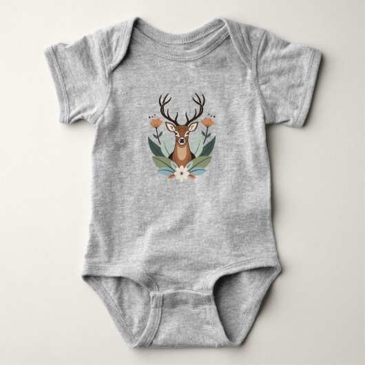 Woodland Harmony – Boho Deer Botanical Illustratio Romper (Voorkant)