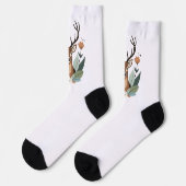 Woodland Harmony – Boho Deer Botanical Illustratio Sokken (Links)