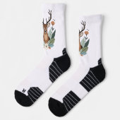 Woodland Harmony – Boho Deer Botanical Illustratio Sokken (Links)