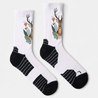 Woodland Harmony – Boho Deer Botanical Illustratio Sokken