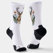 Woodland Harmony – Boho Deer Botanical Illustratio Sokken (Gebogen)