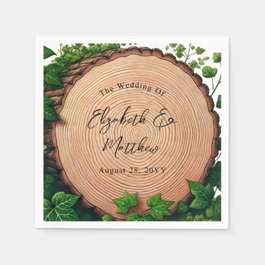 Woodland Harmony: Woodslice & Greenery Wedding Servet (Voorkant)