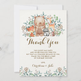 Woodland Hartelijk dank Baby shower Birthday Bedankkaart