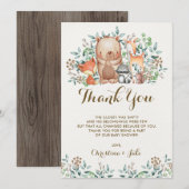 Woodland Hartelijk dank Baby shower Birthday Bedankkaart (Voorkant / Achterkant)