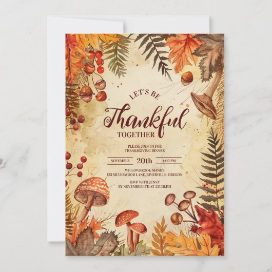 Woodland Harvest verlaat Thanksgiving Kaart (Voorkant)