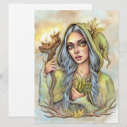 Woodland Healer Fantasy Fae Enchantress Art Kaart (Voorkant / Achterkant)