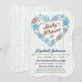 Woodland Heart Baby Boy Shower Uitnodiging (Voorkant / Achterkant)