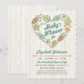 Woodland Heart Baby shower Invitation Kaart (Voorkant / Achterkant)