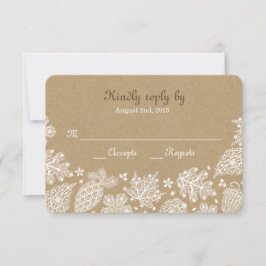 Woodland Heart Lacy Leaves Fall Wedding RSVP Kaartje