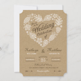 Woodland Heart Wedding Invitation Kaart
