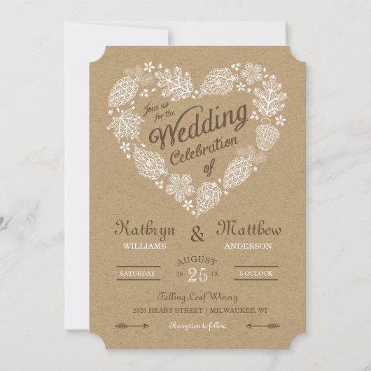 Woodland Heart Wedding Invitation Kaart (Voorkant)