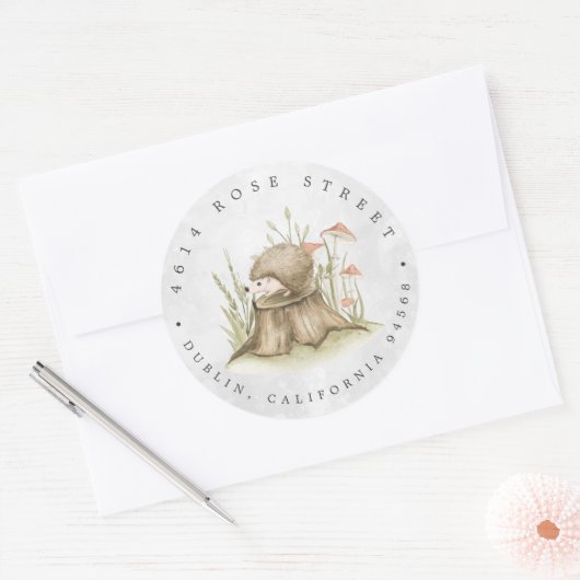 Woodland Hedegel | Adres Baby bos Ronde Sticker (Envelop)