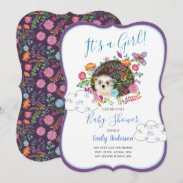 Woodland Hedégel Baby Girl Shower Invitations Kaart