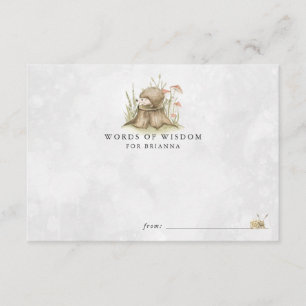 Woodland Hedegel Baby shower Advice Cards Informatiekaartje