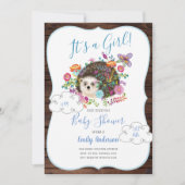 Woodland Hedegel Baby Shower Invitations Rustic Kaart (Voorkant)