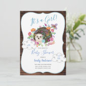 Woodland Hedegel Baby Shower Invitations Rustic Kaart (Staand voorkant)