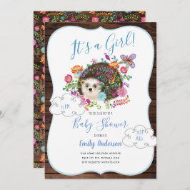 Woodland Hedegel Baby Shower Invitations Rustic Kaart