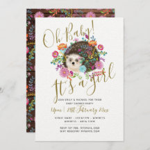 Woodland Hedégel Baby shower Invites - Het is een 