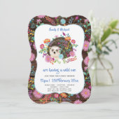 Woodland Hedegel Baby shower Invites Rustic Boho Kaart (Staand voorkant)