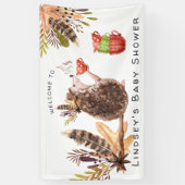 Woodland Hedegel | Baby shower Welkomstbanner Spandoek (Verticaal)