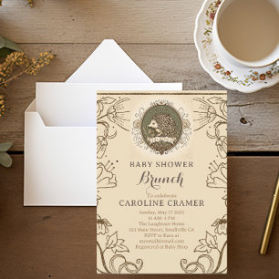 Woodland Hedegel Boys Baby shower Brunch Kaart